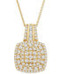 Фото #1 товара Wrapped in Love diamond Cushion Cluster 18" Pendant Necklace (1 ct. t.w.) in 14k Gold, Created for Macy's