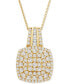 Фото #1 товара Diamond Cushion Cluster 18" Pendant Necklace (1 ct. t.w.) in 14k Gold, Created for Macy's