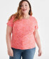 Фото #1 товара Plus Size Printed Scoop-Neck Knit Top, Created for Macy's