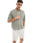 Weekday Tom crochet short sleeve shirt in light khaki