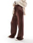 Фото #5 товара ASOS DESIGN satin wide leg trouser in chocolate