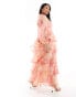 Pretty Lavish Curve balloon sleeve tiered midaxi dress in pink floral