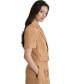 ფოტო #5 პროდუქტის Women's Short Sleeve One Button Cropped Jacket