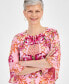 ფოტო #3 პროდუქტის Women's Button-Trim Printed 3/4-Sleeve Top, Created for Macy's