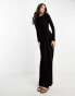 Фото #6 товара ASOS DESIGN tie front exaggerated drape maxi dress in black