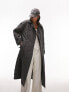 Topshop reversible long-line padded trench coat in charcoal