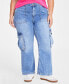 ფოტო #8 პროდუქტის Women's Light Wash High Rise Utility Cargo Jeans, 0-26W, Created for Macy's