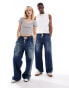 Фото #5 товара COLLUSION unisex baggy skate jeans in midwash