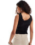 Weekday Regina bardot top with front seam and ruched detail in black