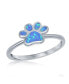 Sterling Silver Blue Inlay Opal Paw Print Ring
