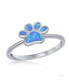 ფოტო #1 პროდუქტის Sterling Silver Blue Inlay Opal Paw Print Ring