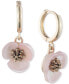 ფოტო #1 პროდუქტის Gold-Tone Imitation Mother-of-Pearl Flower Drop Off Small Hoop Earrings