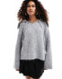 Urban Revivo oversized collar marled jumper in grey