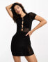 Фото #2 товара Missyempire mesh panel keyhole mini dress in black