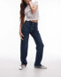 Фото #1 товара Topshop high rise straight Kort jeans in tinted dark blue