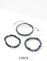 Фото #7 товара ASOS DESIGN 3 pack beaded bracelet set in navy