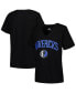 Фото #1 товара Women's Black Dallas Mavericks Plus Size Arch Over Logo V-Neck T-shirt