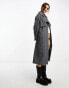 Фото #4 товара Object formal chuck on wool trench coat in navy check