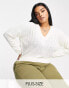 Фото #1 товара Brave Soul Plus kansas ribbed v-neck jumper in cream