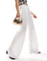 Фото #2 товара ASOS DESIGN broderie wide leg trouser in white