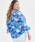 Plus Size Printed Pintuck Blouse, Created for Macy's