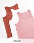 ASOS DESIGN 3 pack vests in multiple colours