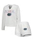 ფოტო #1 პროდუქტის Women's White Florida Gators Sunray Notch Neck Long Sleeve T-shirt and Shorts Set