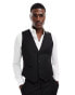 ASOS DESIGN skinny fit suit waistcoat with wool in black