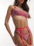 Фото #5 товара ASOS DESIGN Valentines 3 piece soft bra, suspender & thong set in pink glitter hearts