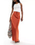 Фото #1 товара ASOS DESIGN satin bias tie waist maxi skirt in terracotta