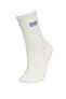 Kadın Nakış 3'lü Pamuklu Uzun Çorap B6103axns