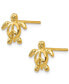 Peace Sign Sea Turtle Stud Earrings in 14k Gold