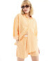 Фото #1 товара Daisy Street oversized boyfriend shirt in orange textured stripe co-ord