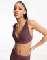 ASOS DESIGN co-ord v front crop vest in plum