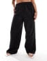 Pieces Curve linen touch wide leg trouser in black