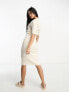 Фото #2 товара Vero Moda ribbed t-shirt midi dress in cream