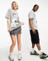 COLLUSION Unisex license t-shirt with Storm Trooper festival print in grey marl