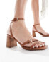 schuh Saturn mid block heel sandals in tan