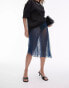 Фото #1 товара Topshop sheer dobby mesh panelled 90s length skirt in gunmetal blue