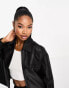 4th & Reckless oversized leather look collared jacket in black