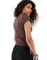 Фото #7 товара COLLUSION ribbed cap sleeve top in brown