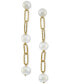 ფოტო #2 პროდუქტის EFFY® Cultured Freshwater Pearl (7mm) Large Paperclip Link Drop Earrings in 18k Gold-Plated Sterling Silver