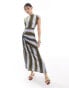 Фото #4 товара ASOS DESIGN draped midi dress with open back in multi stripe