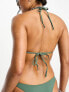Фото #6 товара Weekday Cala triangle bikini 2 pack in black & khaki grey exclusive to ASOS