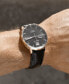 ფოტო #4 პროდუქტის Men's Swiss Automatic Commander II BigDate Black Leather Strap Watch 42mm
