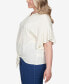 Фото #3 товара Plus Size Cotton Lace Tie-Front T-shirt