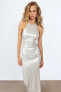 LONG FOIL HALTER DRESS