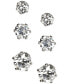 Silver-Tone Glass Stone Stud Earring Set