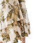 & Other Stories midaxi dress with volume double layer volume in botanical print Mehrfachaufdruck, L - EU 44 - фото #4