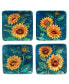 Фото #1 товара Golden Sunflowers Set of 4 Canape Plates